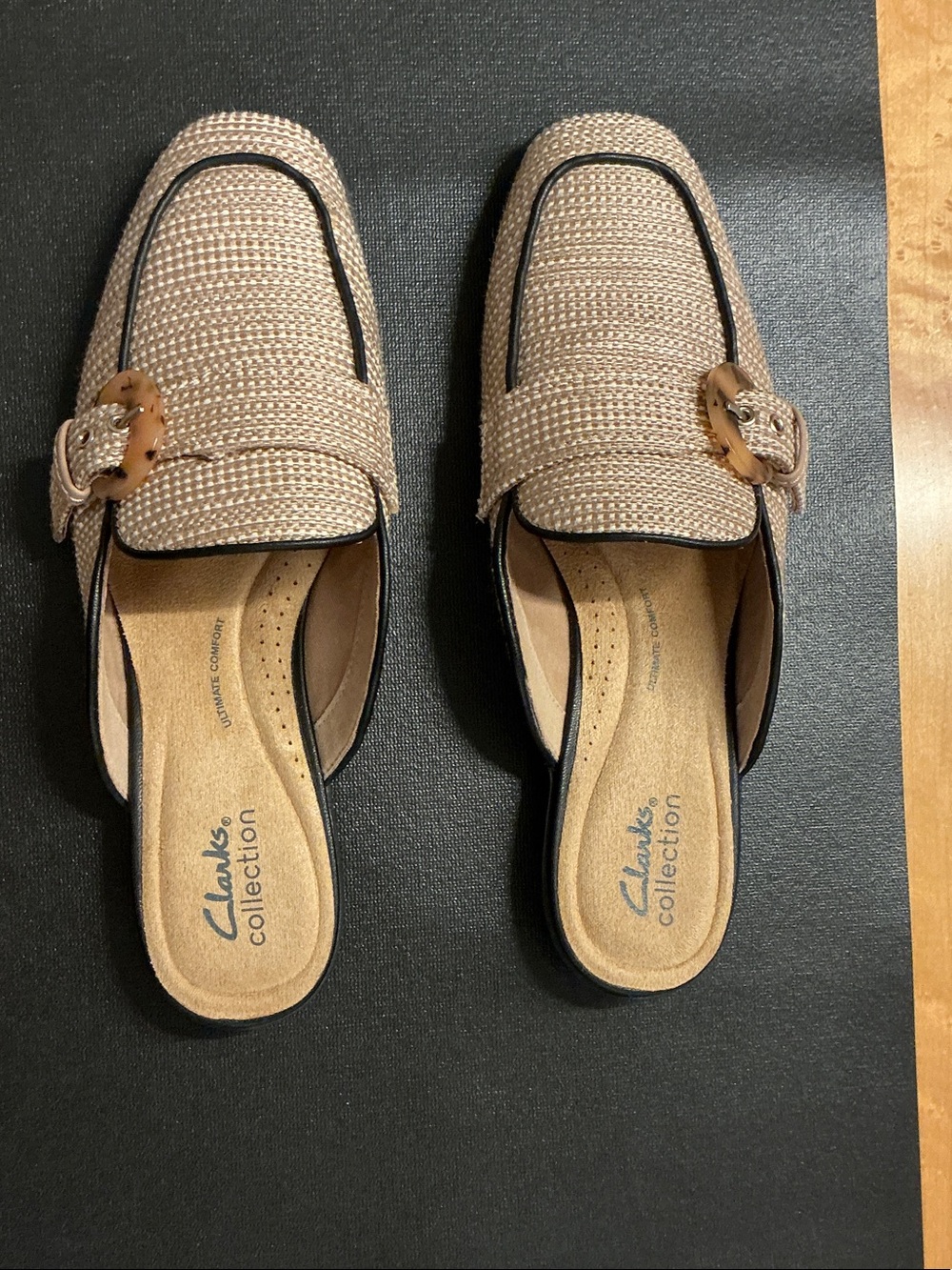 Clarks Lyrical Woven Mule Tan/Black Size 9